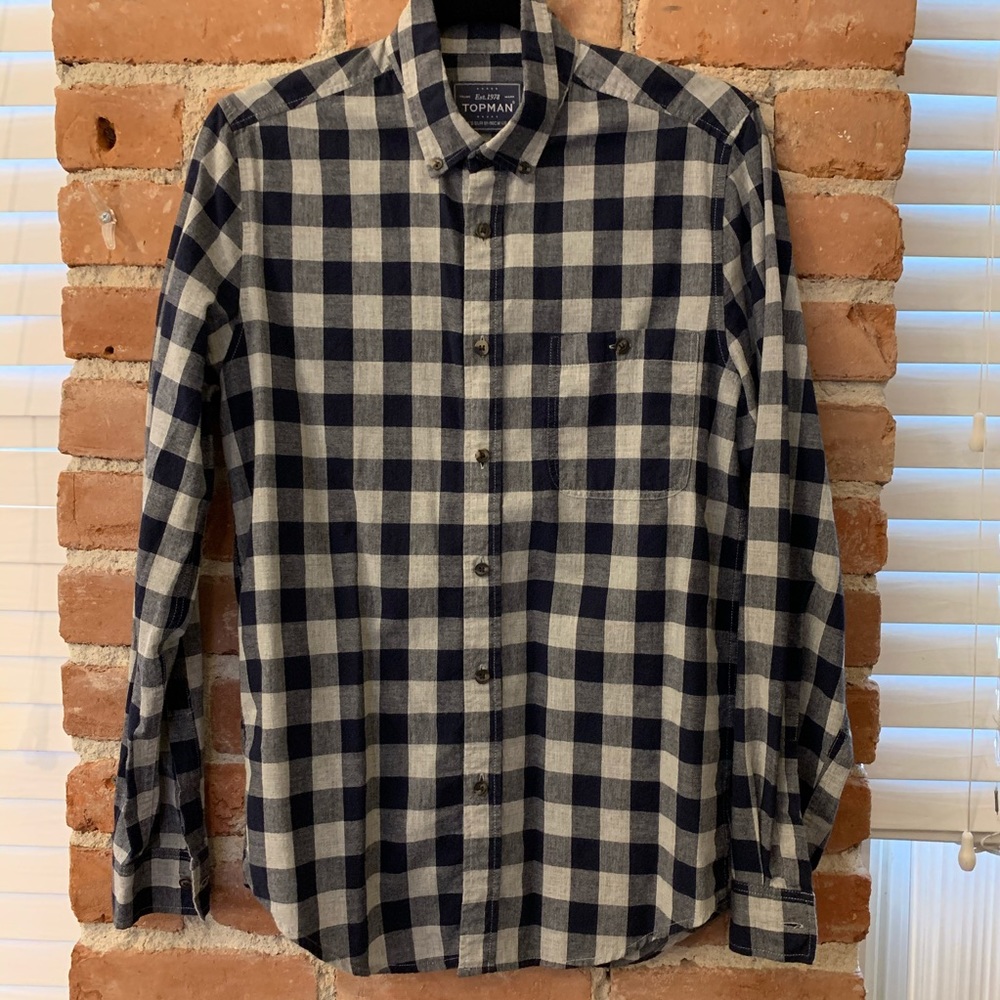 Topman Gingham Long Sleeve Shirt